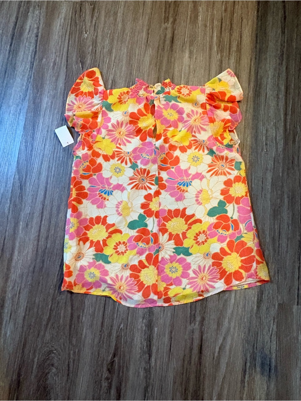Sugarlips Pink Orange Yellow Floral Ruffle Tank